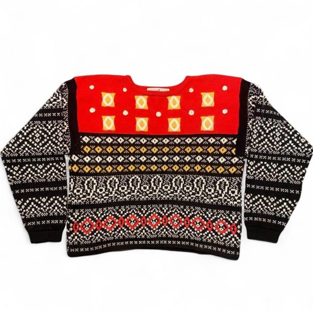 Vintage Peruvian Connection Sz Small Geometric Patterned 100% Alpaca Sweater